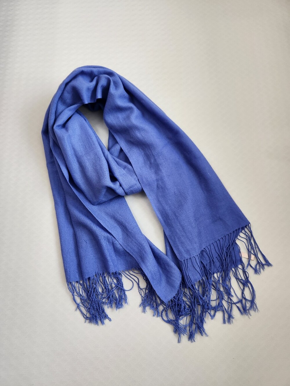 Nordstrom Scarf Royal Blue 100% Cashmere Fringe Thin Wrap Preppy Quiet Luxury